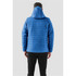 A blue Men's Nautilus Quilted Hoody featuring a hood and a quilted texture, viewed from the back.
