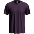 A purple men's classic t-shirt featuring short sleeves and a round neck, with a logo on the label.