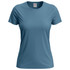 A women's classic T-shirt in a soft teal colour with a plain design and a logo on the label.