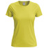 A women's classic t-shirt in bright yellow with a crew neckline and short sleeves. It features a logo on the label.
