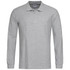 A grey long sleeve polo shirt with a collar and a logo. Suitable for casual or smart-casual wear.