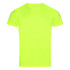 A bright yellow men's active sports T-shirt with short sleeves and a crew neck design, featuring a logo.