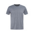 A grey patterned men's T-shirt with a round neck and short sleeves, featuring a logo on the chest.