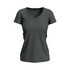 A women's V-neck t-shirt in a dark green colour, featuring a fitted design and short sleeves. It has a logo.