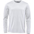 A light grey long-sleeve t-shirt with a round neckline and a logo on the label.