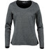 A long-sleeve women's T-shirt in a dark grey colour with a rounded neckline and a subtle logo.