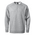 A grey men's henley shirt with a button placket and long sleeves, featuring a logo on the chest.