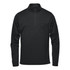 A black 1/4 zip pullover jumper for men featuring a chest pocket and a logo.