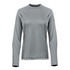 A long-sleeve women's T-shirt in a soft grey colour, featuring a round neckline and subtle branding.