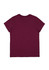 A burgundy women's short sleeve tee featuring a simple design and a logo on the back.