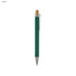 A green recycled cardboard pen with a bamboo top and a silver clip, showcasing a sleek and eco-friendly design.
