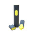 A grey and yellow highlighter with a removable cap, featuring a sleek, cylindrical design. The product has a logo.