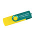 A yellow and green Double-end Belton Type C Flash Drive with a clip and branding.
