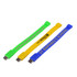 Three rectangular silicone wristband flash drives in bright green, yellow, and blue, each with a logo or branding.