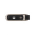 A black Taurus flash drive with a metal casing and a leather strap, featuring a logo on the side.