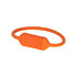 An orange round cord silicone flash drive with a flexible loop design and a branded logo.