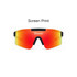 Frameless sports sunglasses with a mirrored orange lens and black accents. Features a logo on the lens.