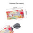 Classic aviator sunglasses in a black frame, presented in a vibrant, floral-patterned pouch.
