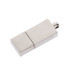 A silver flash drive with a sleek, minimalist design, featuring a metallic finish and a subtle logo.