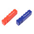 A stackable brick flash drive in red and blue colours, featuring a logo on each piece.