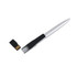 A silver click pen with a black grip and a detachable USB memory stick.