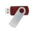 A metal swivel flash drive with a wooden casing in a rich brown colour. Features a silver swivel mechanism.