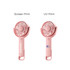 A pink handheld fan with a 180° adjustable angle and branding, featuring two printing options.