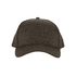 A brown two-panel cap without sewing, featuring a curved brim and a logo on the front.