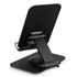 A black Ferris Metal Phone and Tablet Stand with an adjustable back and a sturdy base. Features a minimalistic design.