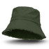 A green Raw Edge Bucket Hat with a frayed brim and a logo on the side.