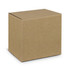 A plain brown cardboard box, square-shaped and unmarked, with a simple, smooth exterior.