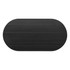 A black oval mat with a textured surface, featuring a sleek design and smooth edges.