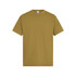 A standard fit men's T-shirt in a muted olive green colour with short sleeves and a crew neckline. It features a logo label.