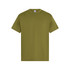 An olive green men's essential t-shirt with short sleeves and a classic fit. Features a logo on the label.
