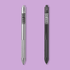 A metal pen set featuring a silver and a black pen, both with a logo and a textured grip.