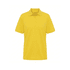 A yellow men's polo shirt with a collar, short sleeves, and a logo on the inside label.