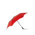 A red BLUNT Metro Umbrella with a sleek design and a black handle, featuring a logo.