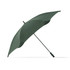 A green sport umbrella with a sleek design and a black handle, featuring a branding logo.