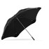A black sport umbrella with a sleek design, featuring a sturdy silver pole and an integrated handle.