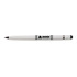 A white Aluminium Inkless Pen with a black tip and a logo, designed for writing.