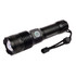 A black rechargeable torch featuring a round head, a side button, and a wrist strap for convenience.