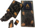 A chocolate bar with almonds and dried berries, presented in a clear package with a logo. Dark and rich in colour.