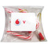 A clear pillow pack containing red and white striped candy canes, featuring a branding logo on the front.