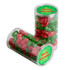 A clear PET tube filled with red and green Christmas jelly beans, featuring a festive lid design.