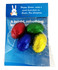 A clear pack containing four mini solid chocolate Easter eggs in red, green, blue, and yellow foil wrappers.