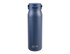 A drink bottle in navy blue with a sleek design and a logo on the front. Features a secure lid for easy sipping.
