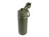 A drink bottle in olive green with a vacuum insulation and quick release cap, featuring a logo.