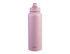 A drink bottle in light pink with a quick-release cap and a logo on the front.