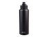 A drink bottle in matte black with a quick release cap and a logo. Ideal for keeping beverages cold.