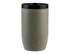 A drink bottle featuring a matte olive green finish with a black lid and a logo. Insulated and leakproof design.